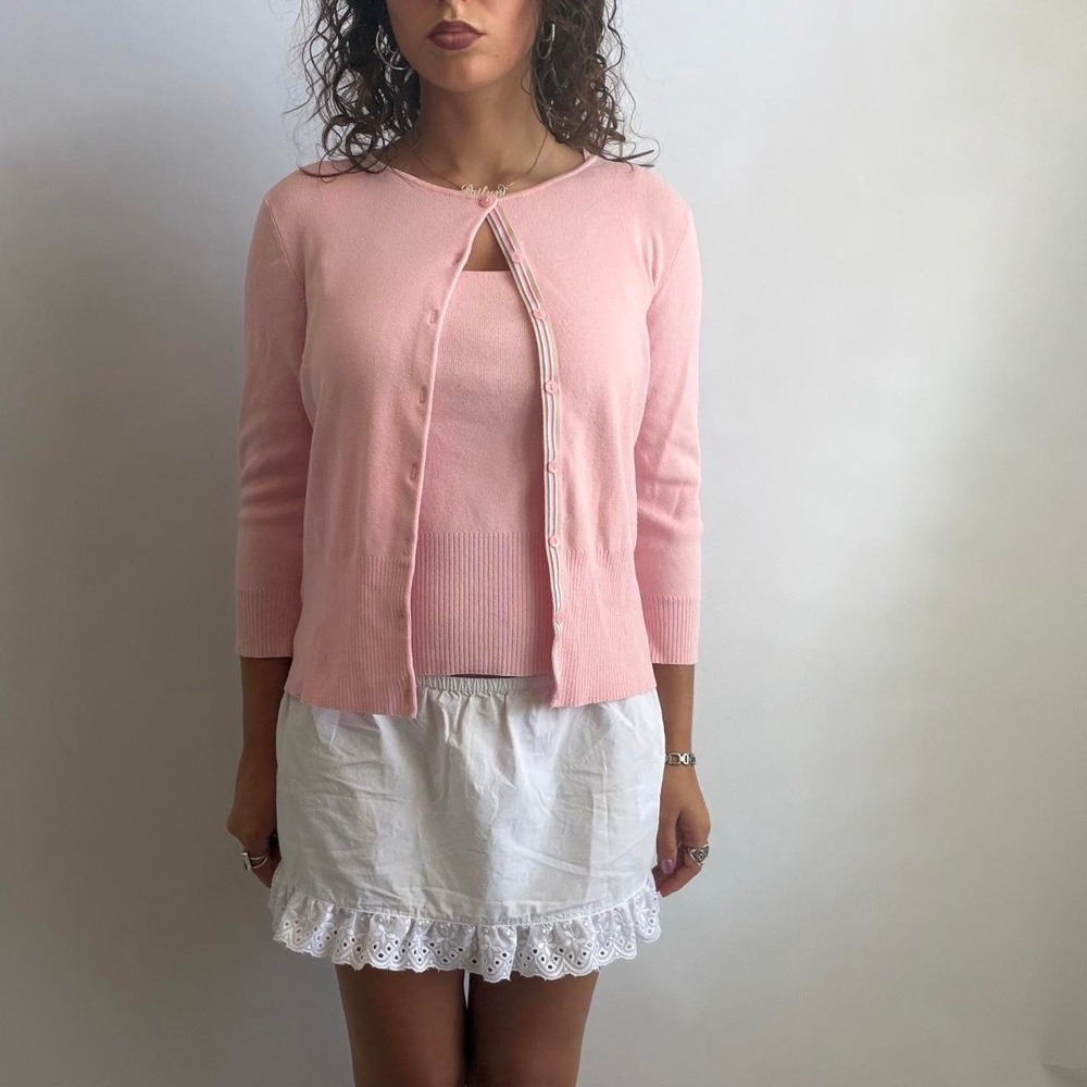 Ann Taylor LOFT Pink Cardigan & Tank Set